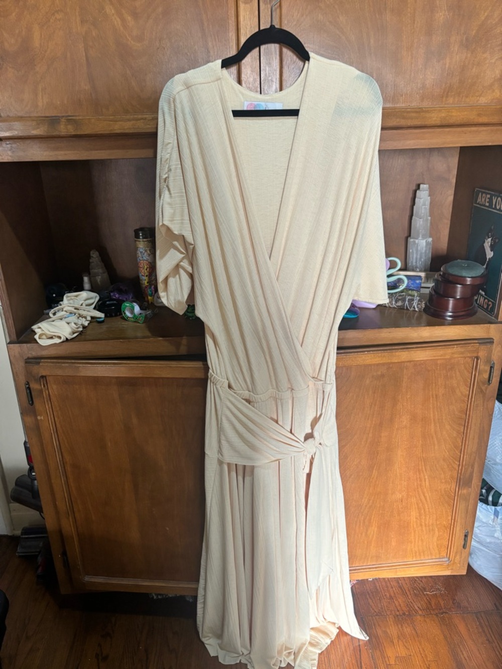 Free people Flowy Cream Wrap Maxi Dress with Crop Top - Picture 7 of 7